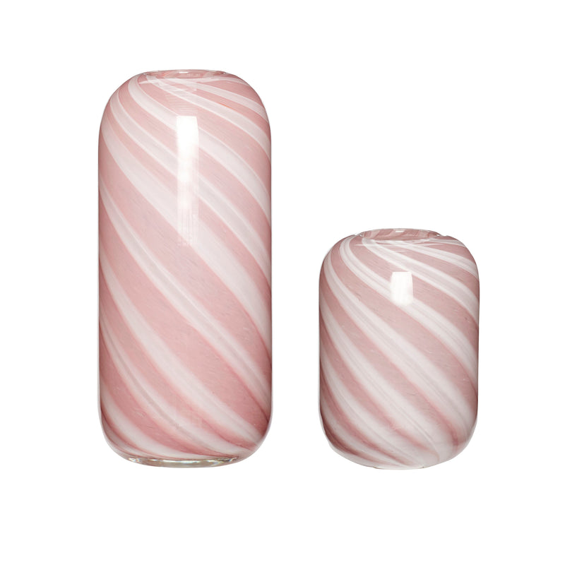 Hübsch Vasen Candy altrosa/weiß 2er-Set