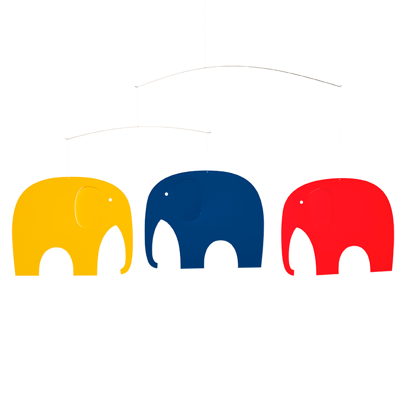 Flensted Mobiles Mobile Elephant Party blau rot gelb