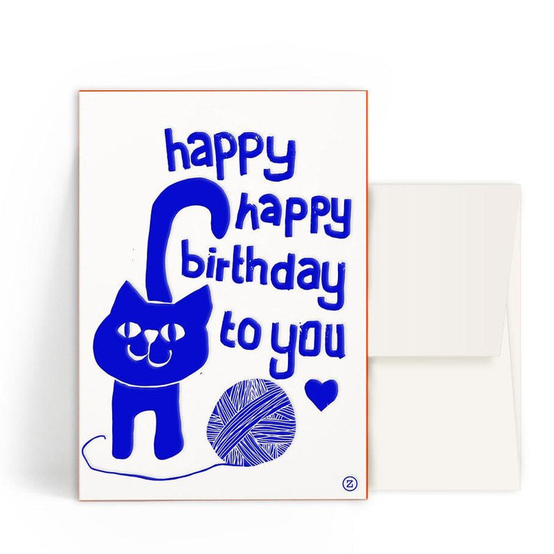 LetterpressGestalten Grußkarte A6 Katze Happy Birthday